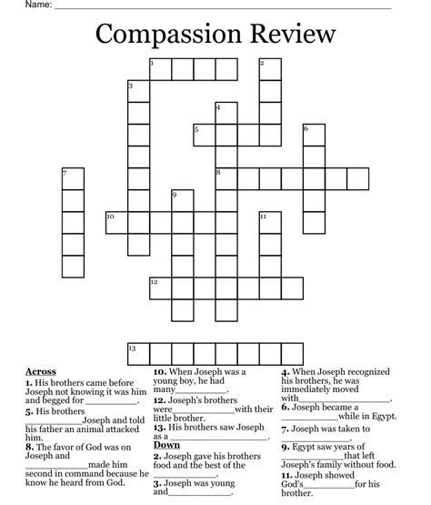 Enter a Crossword Clue. . Crossword clue for compassion